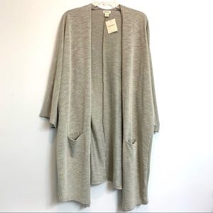 Donni Light Gray Ribbed Duster Cardigan
